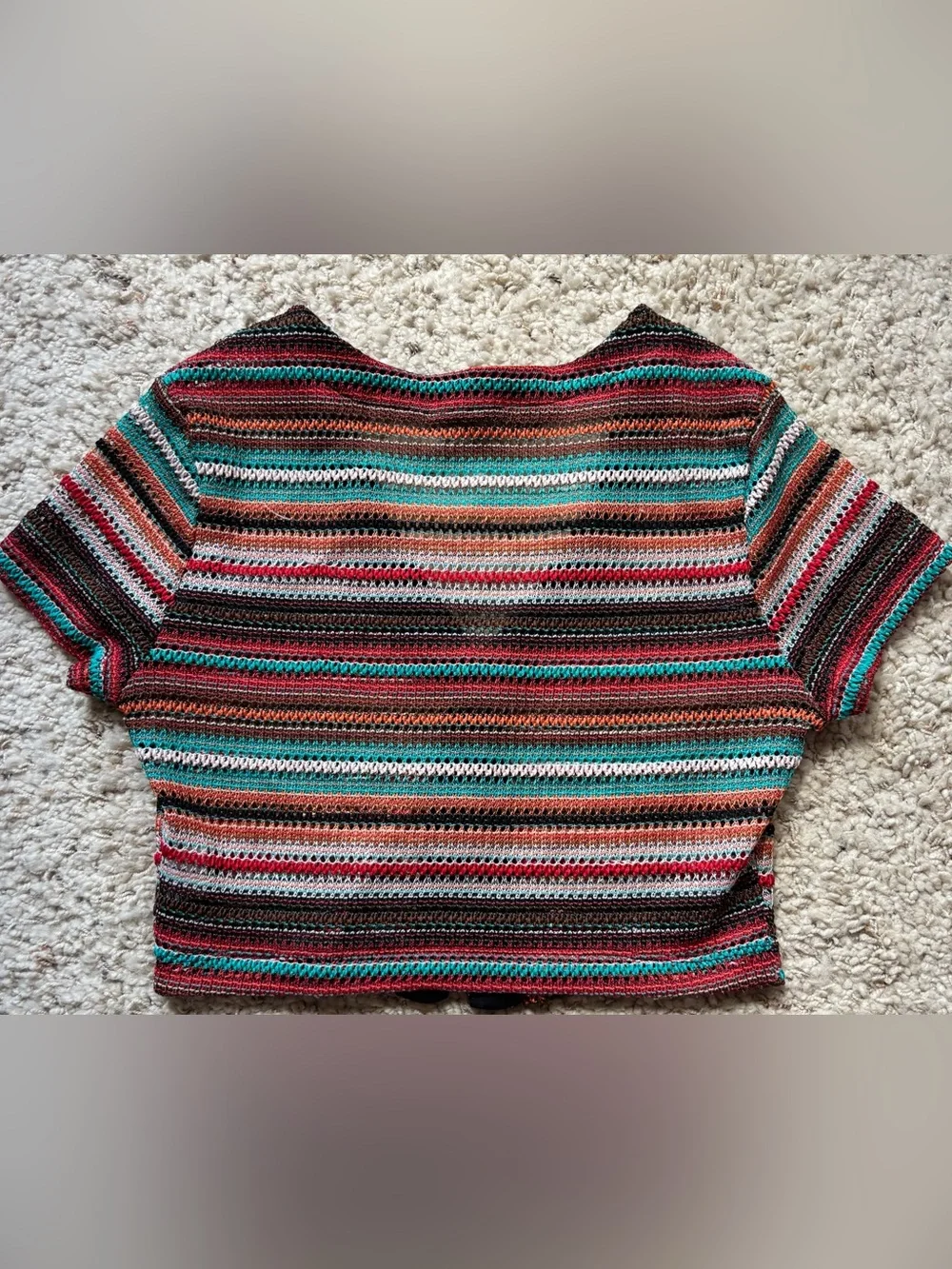 Sheer Boho Crop Button Top